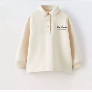 Zara Cream Polo Sweatshirt with 'Los Angeles' Script